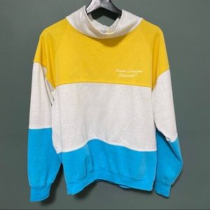 Vintage Tri-Color Mock Neck Hoodless Hoodie Black Canyon Colorado size XL